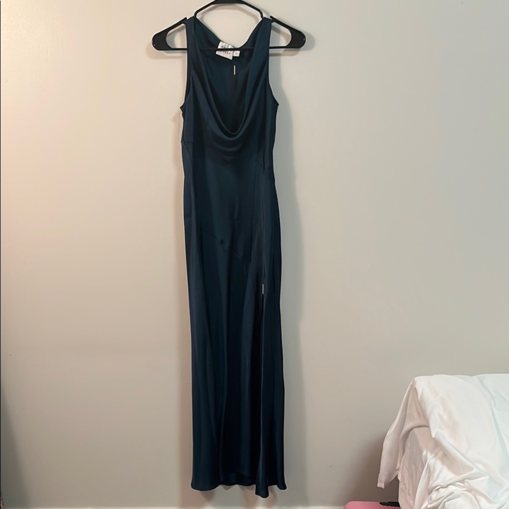 Hello Molly Blue Cowl Neck Sleeveless Maxi Gown
